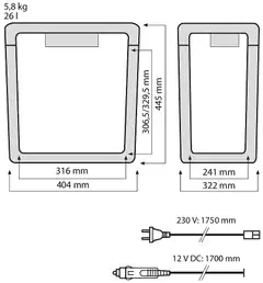 Airam kylmälaukku ECO26 Klassikko 12V/230V punainen - 5