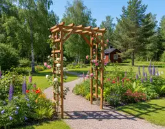 Puutarhaportti luonnonruskea, 210x140x69cm - 4