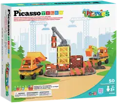 PicassoTiles magneettinen rakennussarja 5in1 työmaa 50 osaa - 1