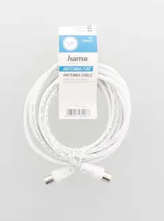 Hama Antennijohto, Coax uros – Coax naaras, 3,0 m, 75 dB, valkoinen - 2