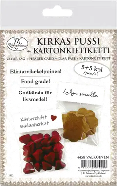 J.K. Primeco Kirkas pussi + kartonkietiketti valkoinen 5kpl+5kpl - 1