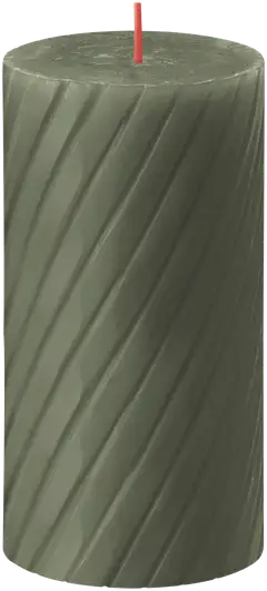 Bolsius – kierrepöytäkynttilä rustiikkinen– oliivinvihreä – 13 cm - 2