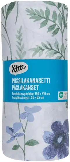 Xtra pussilakanasetti Wild Flowers 150x210 cm vaaleansininen - 2
