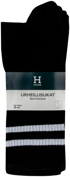 House miesten urheilusukat raita 193HNO2505 3-pack - Black/white - 2