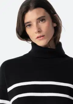 TEX naisten pooloneule I291411 - BLACK 1 - 5