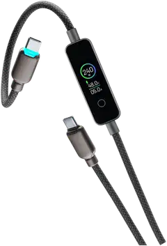 Cellularline Powerview IQ 240W - 120 cm lataus- ja datakaapeli älykkäällä TFT-näytöllä, USB-C - 1