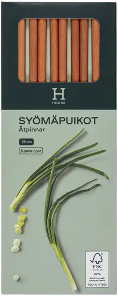 House syömäpuikot akasia 25 cm 5 paria - 1