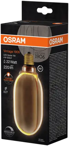 OSRAM LED-sisustuslamppu Vintage 1906 Globe 100mm 4W 220lm 1800K E27 O-filamentti kulta lasi - 2