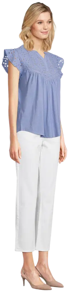 Margaux Riviera naisten pitsisomisteinen trikootoppi CG-116 - Lt.blue - 4