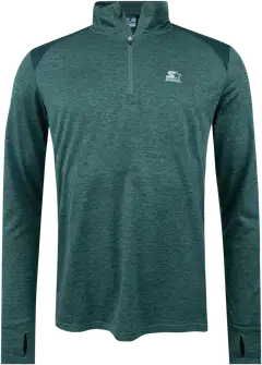 Starter miesten pitkähihainen juoksupaita vetoketjukauluksella SMS26004 - green melange - 1