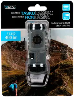 Berg Taskulamppu ladattava mini 400lm harmaa, klipsi - 10