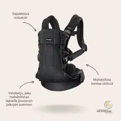 BabyBjörn vauvan vantoreppu varmony - 3d mesh, musta - 13