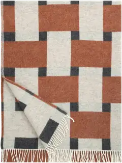 Lapuan Kankurit Punos huopa 130x180cm+hapsut valko-kaneli-musta 100% villa - 1