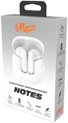Macs langattomat nappikuulokkeet Notes valkoinen - 1
