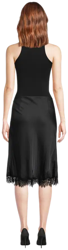 WKLY. naisten lyhyt satiinihame, pitsisomiste helmassa 144223 - BLACK - 3