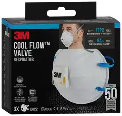 3M™ Cool Flow™ hiukkassuojain 8822, FFP2, venttiili, 3 kpl/pakkaus - 7