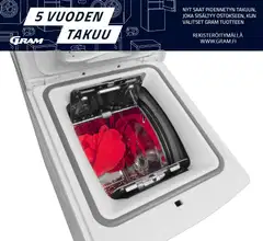 Gram päältä täytettävä pyykinpesukone WTL 21813-90 8kg valkoinen - 4