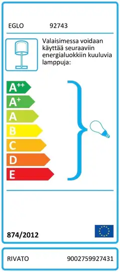 EGLO pöytävalaisin Rivato 26 cm 9 cm - 2