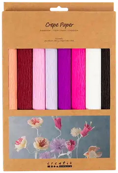 Creativ Company kreppipaperi, lila/pinkki sävyt, 8 ark - 2