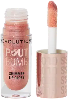 Revolution pout bomb shimmer huulikiilto 4,6ml glimmer nude - glimmer nude - 1