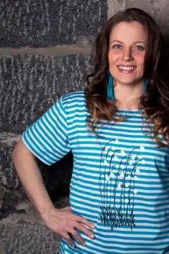 Pikkupuoti naisten t-paita Suovilla - turkoosi/valko - 2