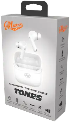 Macs langattomat nappikuulokkeet Tones valkoinen - 1