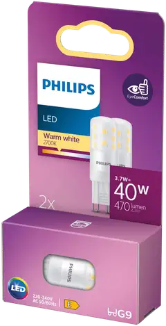 Philips LED lamppu G9  3.7W 2700K 470LM  2 kpl - 3