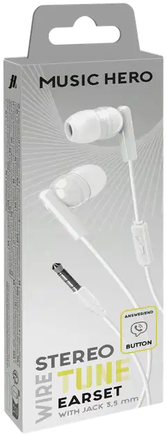 SBS langalliset nappikuulokkeet 3.5mm liittimellä Tune, valkoinen - 2