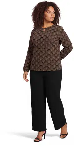 House naisten kuosillinen trikoopusero 213HP30607, D-mitoitus - Black&brown AOP - 4