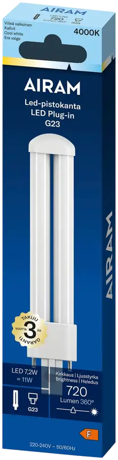 Airam Led pistokanta TC-S opaali 7,2W G23 720lm 4000K, box - 2