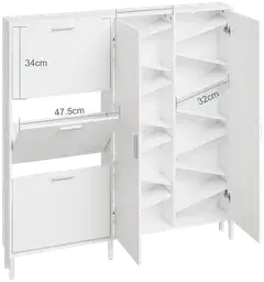 SoBuy kenkäkaappi valkoinen FSR231-W - 3