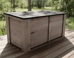 Lukittava piha-arkku kaltevalla kannella, vaalean harmaa, 130x58x60 cm - 4