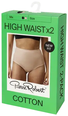 Pierre Robert naisten High Waist puuvilla alushousut 2-pack - Powder and Black - 2