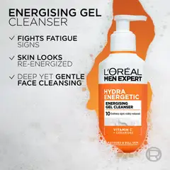 L'Oréal Paris Men Expert Hydra Energetic virkistävä puhdistusgeeli kasvoille 260 ml - 4