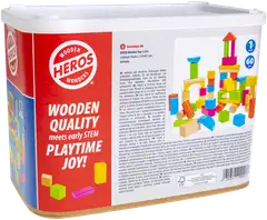 Heros rakennussarja Blocks Luonnonväriset ja värikkäät puiset palikat 60 osaa - 6