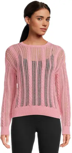 WKLY. naisten palmikkoneulepusero acid wash 213W000154 - Blush pink acid - 1