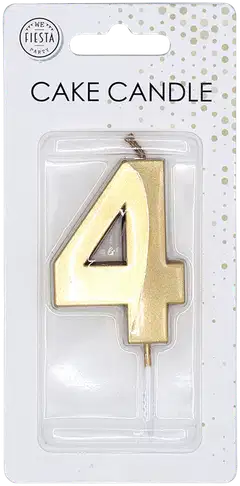 Kakkukynttilä 4 kultainen 6 cm - 3