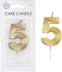 Kakkukynttilä 5 kultainen 6 cm - 1