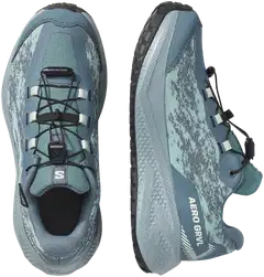 Salomon Aero gravel waterproof junior, vedenpitävä juoksukenkä - Stormy Weather/Lichen/Clearly - 6