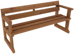 Jämäkkä penkki käsinojilla, ruskea, 178x61x82 cm - 1