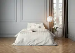 mistral Home pussilakanasetti Satin Stripe 150x210 cm, luonnonvalkoinen - 1