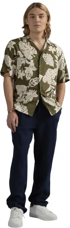 London Fog miesten kuviollinen pellavapaita 194LF15261 - Green AOP - 6