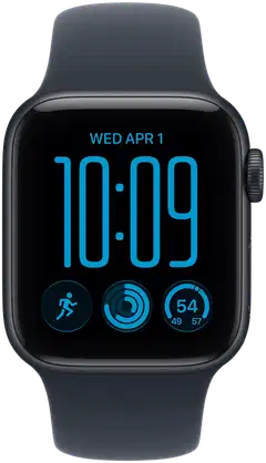 Apple Watch SE 3 GPS + Cellular 40 mm:n keskiyön värinen alumiinikuori ja laivastonsininen urheiluranneke - S/M - MJLG4QN/A - 1