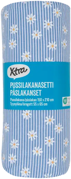 Xtra pussilakanasetti Daisy 150x210 cm sininen - 2