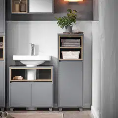 SoBuy kylpyhuonekaappi harmaa BZR146-DG - 2