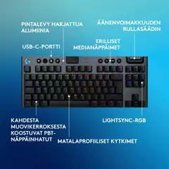 Logitech g915 x lightspeed tkl langaton pelinäppäimistö linear musta - 4