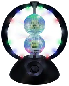 Music pyörivät tuplapeilipallot moniväri LED valoilla - 1
