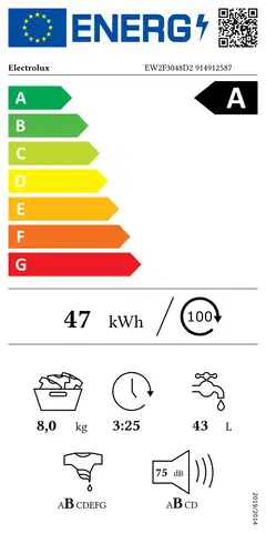 Electrolux edestä täytettävä pyykinpesukone EW2F3048D2 8 kg valkoinen - 6