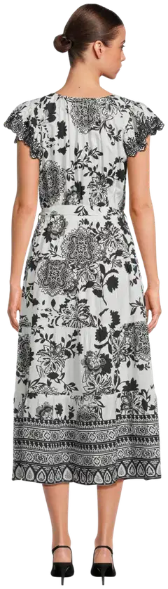 Margaux Riviera naisten mekko POPLIN-04 - WHITE & BLACK AOP - 3