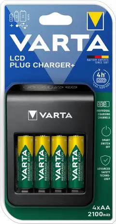 Varta Lcd plug charger+ 57687 + 4x56706 - 1